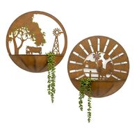 Willow &amp; Silk Metal 39cm Set of 2 Farm Scene Wall Planters