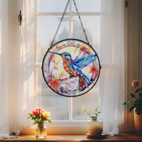 Willow &amp; Silk Hummingbird Radiance Stained Glass Sun Catcher