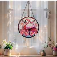 Willow &amp; Silk Flamingo Radiance Stained Glass Sun Catcher