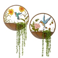Willow &amp; Silk Set/2 Asst Elegant Humming Bird Wall Planters 39x10x39cm