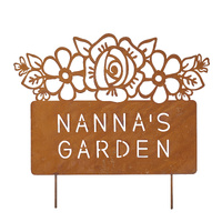Willow &amp; Silk Nanna's Garden Rust Garden Stake 42x0.5x36.5cm