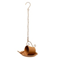 Willow &amp; Silk Rust-Look Hanging Enchanted Cup &amp; Saucer Birdfeeder