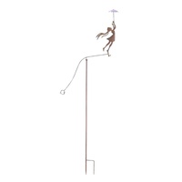 Willow &amp; Silk Whimsical Girl w Yellow Umbrella Spinner/Balancing Garden Stake 