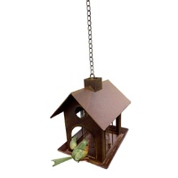 Willow &amp; Silk HANGING BIRDHOUSE W/ FINCH 11.75x11.75x4