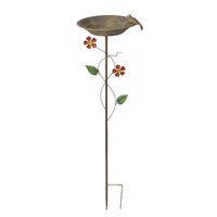 Willow &amp; Silk BIRDBATH w/FLOWERS ON STAKE