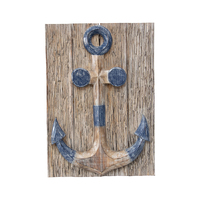 Willow &amp; Silk Hand-carved Ship Anchor Coloured Wall Art
