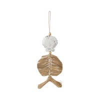 Willow &amp; Silk Handcrafted Wooden Shell w/Grass Wall Art