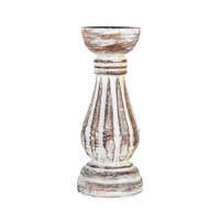 Willow &amp; Silk Handmade 25cm Wooden Classic Pillar Candle Holder