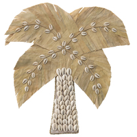 Willow &amp; Silk Handmade 30cm Shell &amp; Weave Palm Tree Wall Art