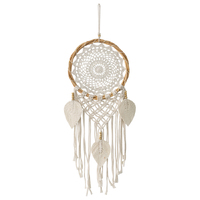 Willow &amp; Silk Handmade Hanging 70cm Boho Dreamcatcher w/ Leaf Shaped Tassel