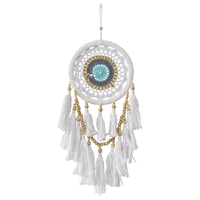 Willow &amp; Silk Handmade Hanging 47cm White Boho Dreamcatcher w/ Tassel/Beads