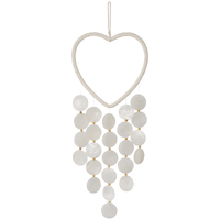 Willow &amp; Silk 23x65cm Hanging Heart w/ Capiz Shells Mobile/Ornament