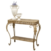 Willow &amp; Silk Metal 75cm Taupe Tuscan Fleur Console Table w/ Shelf