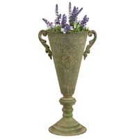 Willow &amp; Silk Metal 40cm Taupe 2-Handle Tuscan Flute Urn/Pot/Vase