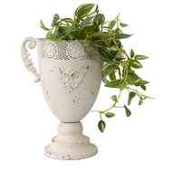Willow &amp; Silk 28cm White 2 Handle Fleur Embossed Trophy Urn/Planter