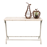 Willow &amp; Silk Distressed Finish French Provincial Metal Console Table 