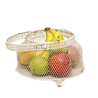 Willow &amp; Silk French Provincial Footed Bowl/Storage Basket with Fleur-de-Lis 