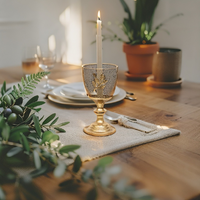 Willow &amp; Silk Golden Leaf  Lustre 'Goblet' Candleholder