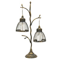 Willow &amp; Silk Lustre Branched Stand with ShadedPillar Candleholders 43x19x83cm