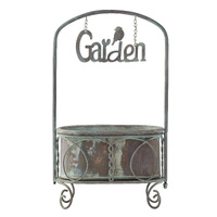 Willow &amp; Silk Planter on Stand w/Floating Garden Sign 29x16x68cm