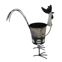 Willow &amp; Silk Black + White Chook w/Design Planter 31x16x32.5cm