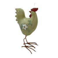 Willow &amp; Silk Green Chicken w/Flower 11x7.5x20cm