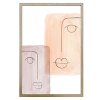 Willow &amp; Silk Wooden Framed 90cm Abstract Faces Print Wall Art
