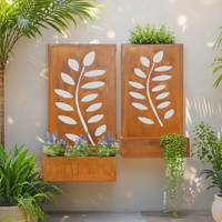 Willow &amp; Silk Set/2 Nested Floor/Wall Laser-cut 'Leaves' Planters 50x20x95/45x15x80cm