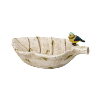 Willow &amp; Silk Magnesia Stoneware 52cm Leaf Garden Bird Bath/Feeder