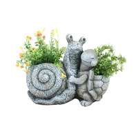 Willow &amp; Silk Magnesium 38cm Hugging Snail &amp; Tortoise Pot/Planter Figurine