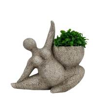 Willow &amp; Silk Polyresin 22.5cm Yoga Lady Stone Garden Pot Planter