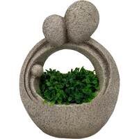 Willow &amp; Silk Polyresin 26.5cm Stone Family Love Garden Pot Planter