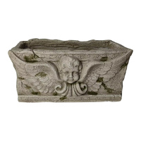 Willow &amp; Silk Aged Rectangular Planter with Angel 37x19.5x18cm