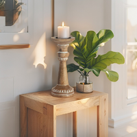 Willow &amp; Silk Handmade Wooden 30.5cm Pillar Candle Holder