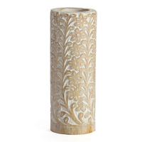 Willow &amp; Silk Hand-carved Wooden 30cm Tapered Pillar Flower Pot/Vase 