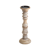 Willow &amp; Silk Handmade 38cm Wooden Beaded Pillar Candle Holder