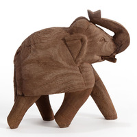 Willow &amp; Silk Boho Tribal Wooden 18cm Brown Elephant/Animal Ornament 
