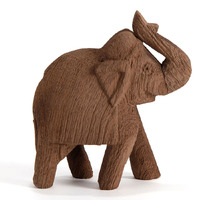 Willow &amp; Silk Boho Tribal Wooden 12cm Brown Elephant/Animal Ornament 