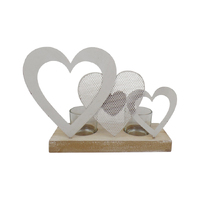 Willow &amp; Silk 25cm Triple Hearts w/ 2 Tea Light Candle Holders