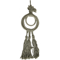 Willow &amp; Silk 43cm Hanging 3 Ring Cotton Taupe Tassel Room Decor
