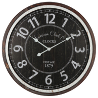 Willow &amp; Silk Round Large 70cm Black &#39;Vintage 1879&#39; Wall Clock 
