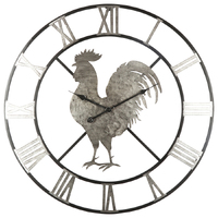 Willow &amp; Silk Metal Round 60cm Roman Numeral Rooster Wall Clock 
