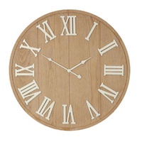 Willow &amp; Silk 60cm Woodgrain Clock w White Roman Numer
