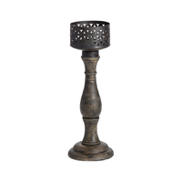 Willow &amp; Silk Handmade 35cm Wooden/Iron Chateau Pillar Candle Holder