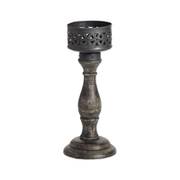 Willow &amp; Silk Handmade Vintage Black 27cm Baroque Pillar Candle Holder
