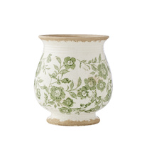 Willow &amp; Silk Green Leaf Bulb Shape Vase Sml 17.5x17.5