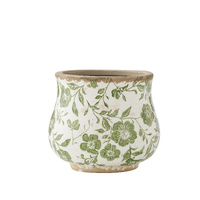 Willow &amp; Silk Green Leaf Potplanter 16x16x13.5cm