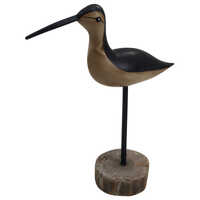 Willow &amp; Silk Metal 37cm Brown Plumage Bird Statue w/Wooden Base Ornament