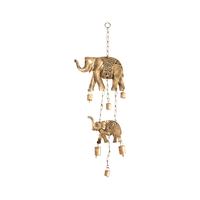 Willow &amp; Silk Handmade Hanging Metal 72cm Golden Elephants Door Chime