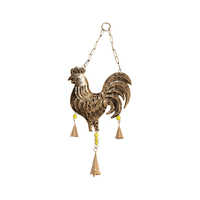 Willow &amp; Silk Hanging 40cm Golden Metal Rooster Wind/Door Chime